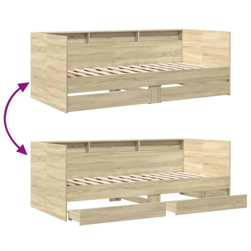 2-in-1 slaapbank van bewerkt hout met lades inclusief levering bevat - Bedden & bedframes