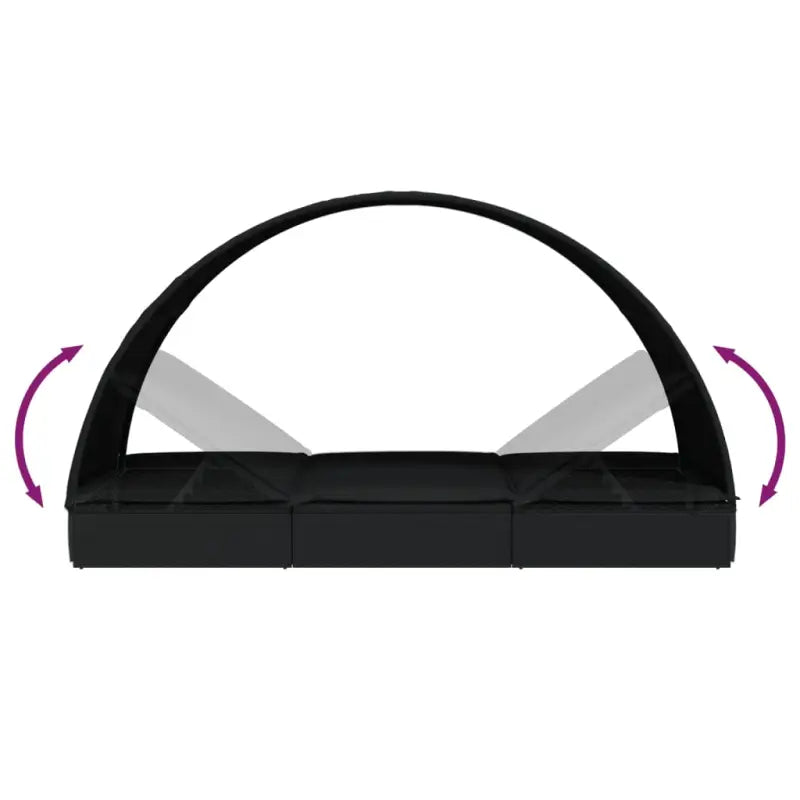 2-persoonsLigbed met Rond Dak in Zwart Materiaal voor Buitenplezier - Ligstoelen