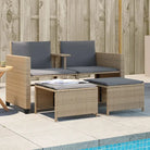 2-zits tuinbank met wasbare hoes en gepoedercoat staal•afmetingen - Beige en grijs - Tuinsets