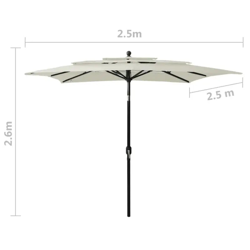 3-Laagse parasol met gepoedercoat aluminium paal voor tuin en terras - Parasols en zonneschermen