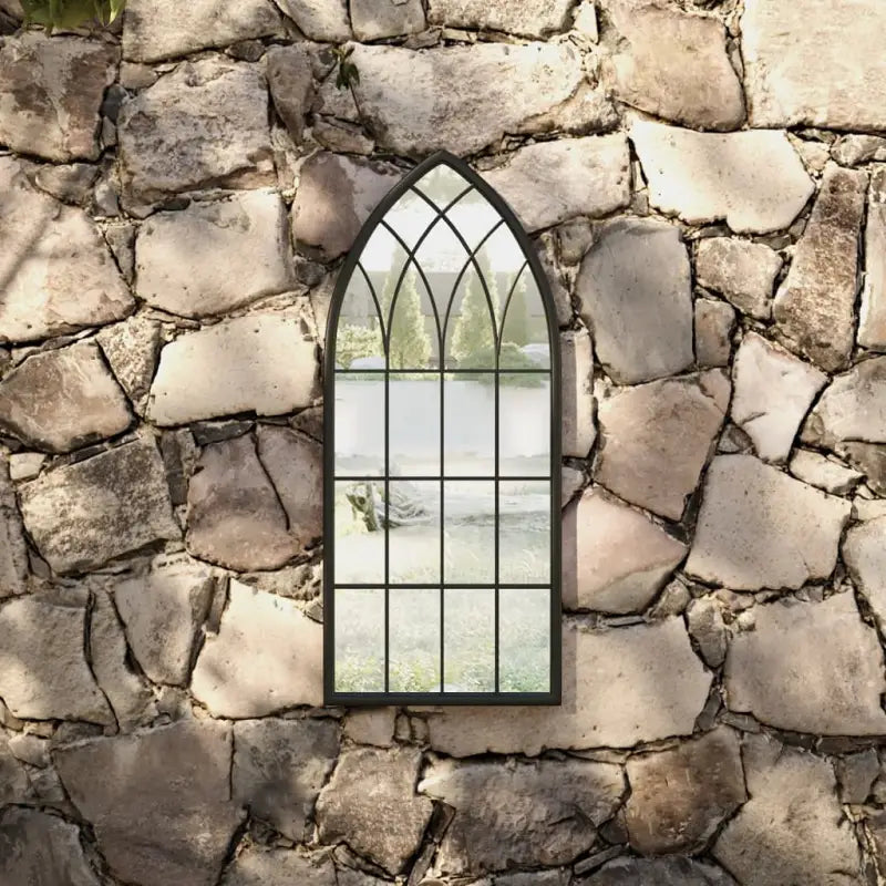 Antieke buitenspiegel van ijzer met roestlook - Zwart / 70 x 30 cm / 1 - Spiegels