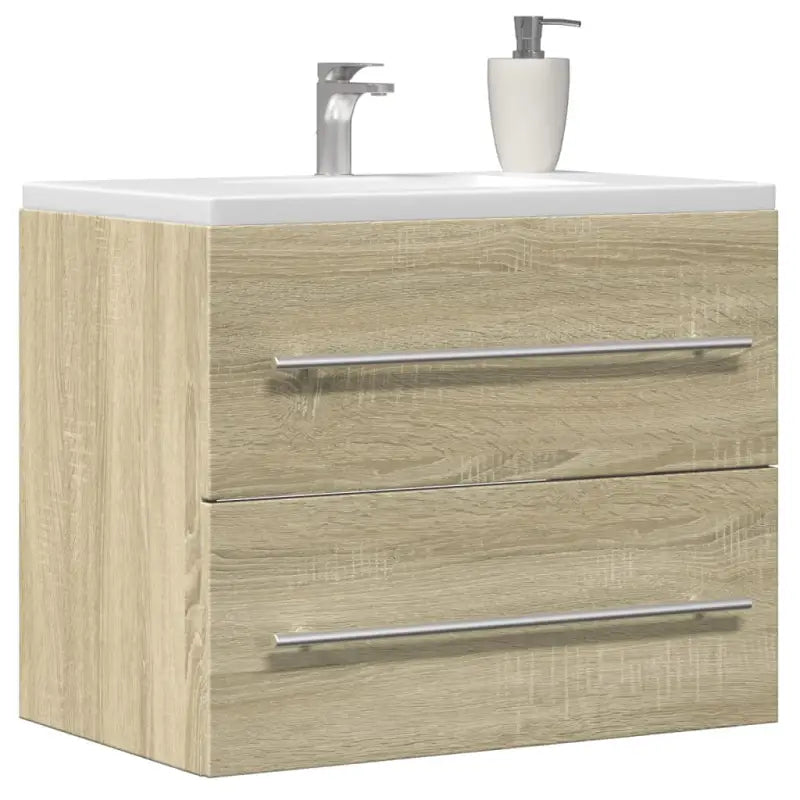 Badezimmermeubelset met stevige bewerkt hout gootsteenkast - Sonoma eiken / 60 x 38.5 x 48 cm - Badkamermeubelsets