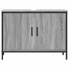 Badkamerkaptafel in grijs sonoma met bewerkt hout en stevige constructie - Badkamerkaptafels