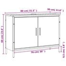 Badkamerkaptafel in grijs sonoma met bewerkt hout en stevige constructie - Badkamerkaptafels