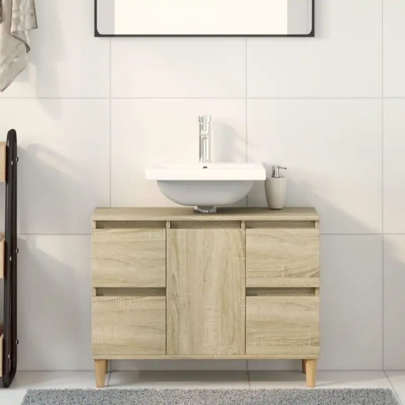 Badkamerkaptafels van massief eucalyptushout met veel opbergruimte - Sonoma eiken / 1 - Badkamerkaptafels