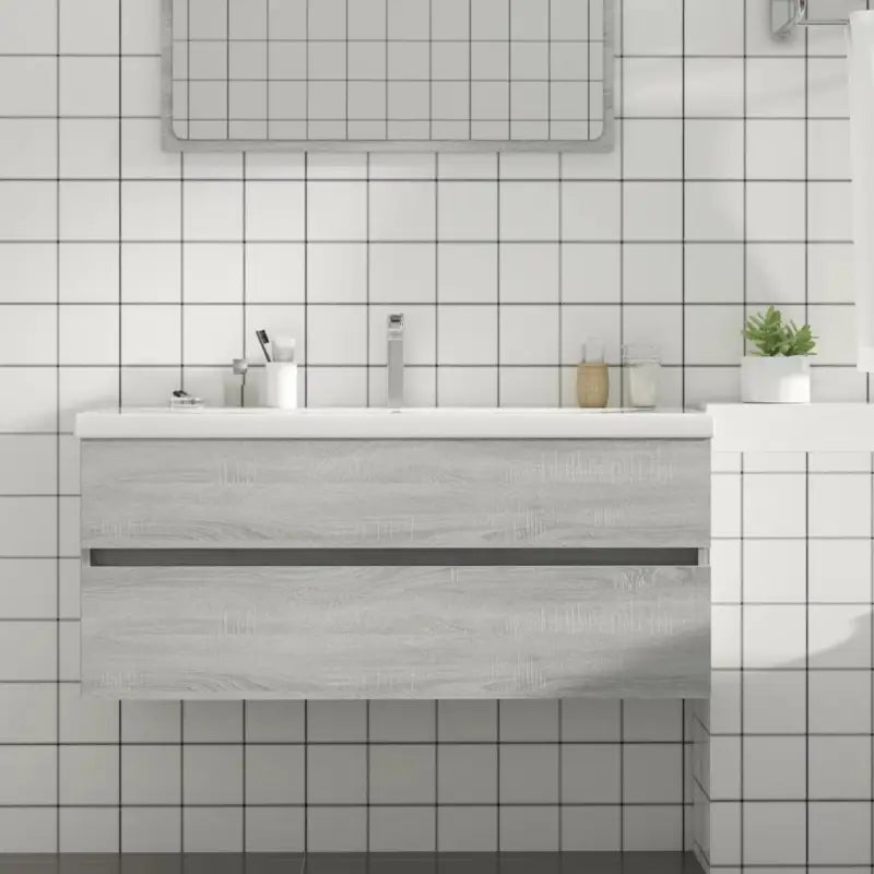 Badkamermeubelset met gootsteenkast van bewerkt hout voor extra opbergruimte - Grijs sonoma / 100 x 38.5 x 45 cm