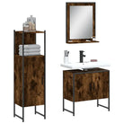 Badkamermeubelset met stevige constructie en bewerkt hout - Gerookt eiken - Badkamermeubelsets