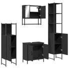 Badkamermeubelset van bewerkt hout en zwart materiaal voor voldoende opbergruimte - Badkamermeubelsets