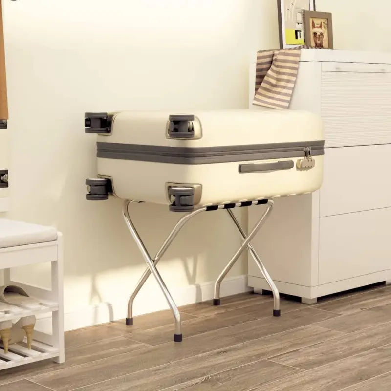 Bagagerek met stalen buizen en robuuste nylonbanden voor hotels - Zwart en zilver / 56 x 40 x 49 cm / 1 - Bagagerekken