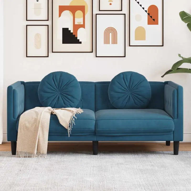 Banken fauteuil in kunstsuède voor ontspannen en gezellig comfort - Blauw / Tweezitsbank - Banken