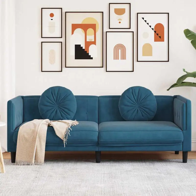 Banken fauteuil in kunstsuède voor ontspannen en gezellig comfort - Blauw / Driezitsbank - Banken