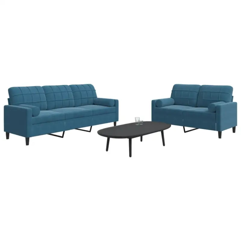 Banken loungeset met comfortabele afmetingen en stijlvolle design - Blauw / met kussens - Banken