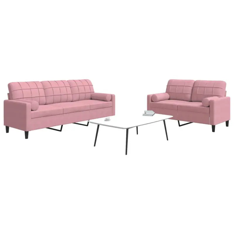 Banken loungeset met comfortabele afmetingen en stijlvolle design - Roze / met kussens - Banken