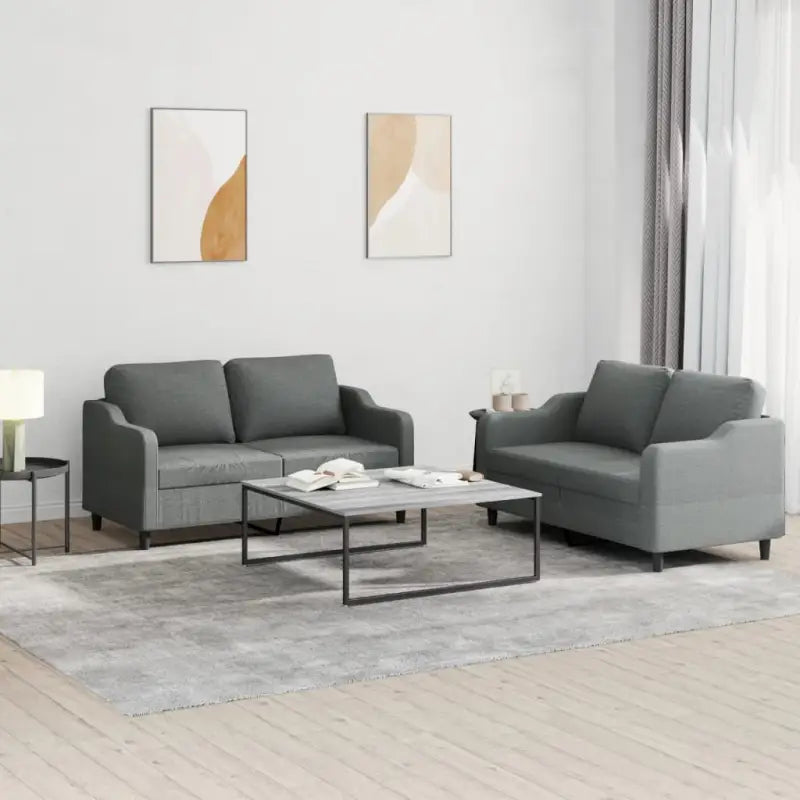 Banken Loungeset met comfortabele zitdiepte en elegante totale afmetingen - Donkergrijs / met kussens - Banken