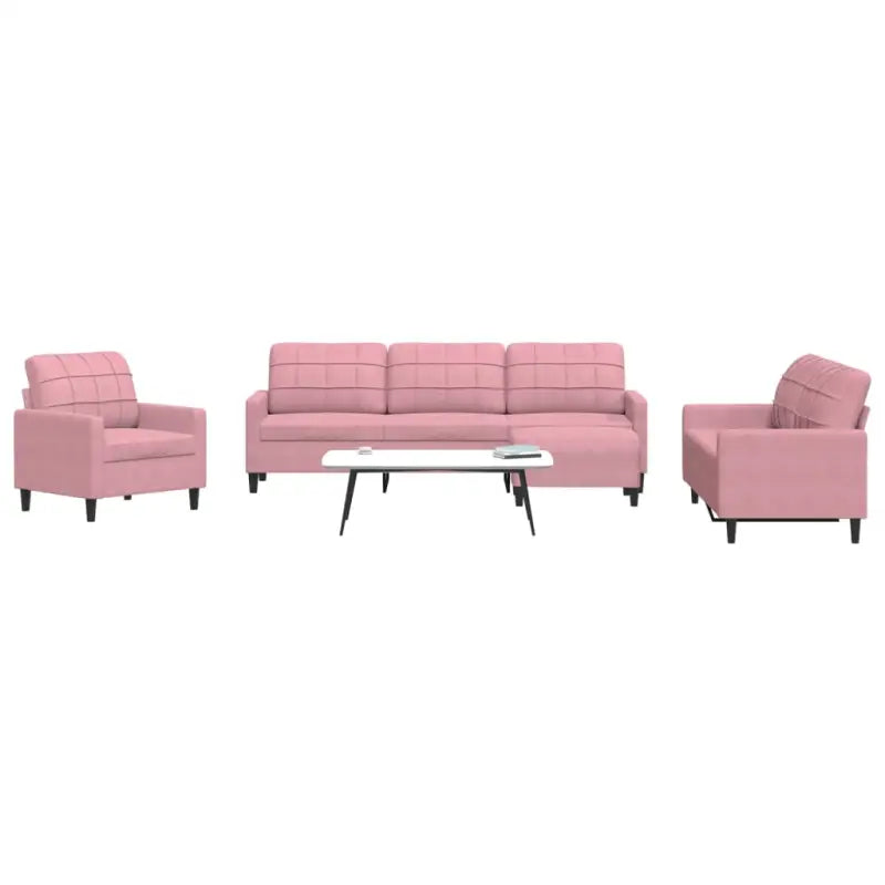 Banken loungeset met comfortabele zithoek en opvallend design - Roze / Met voetenbank - Banken