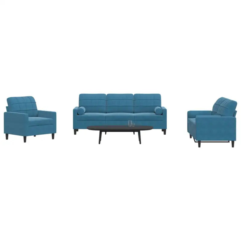 Banken loungeset met comfortabele zithoogte en elegante totale afmetingen - Blauw / met kussens - Banken