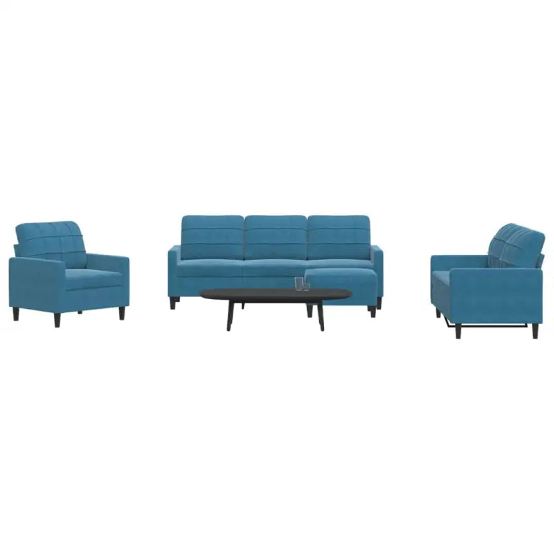 Banken loungeset met comfortabele zithoogte en elegante totale afmetingen - Blauw / Met voetenbank - Banken