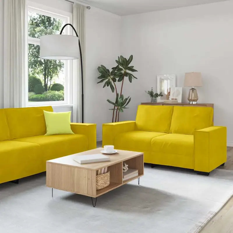 Banken loungeset met compacte totale afmetingen en comfortabele zitbreedte - Geel - Banken