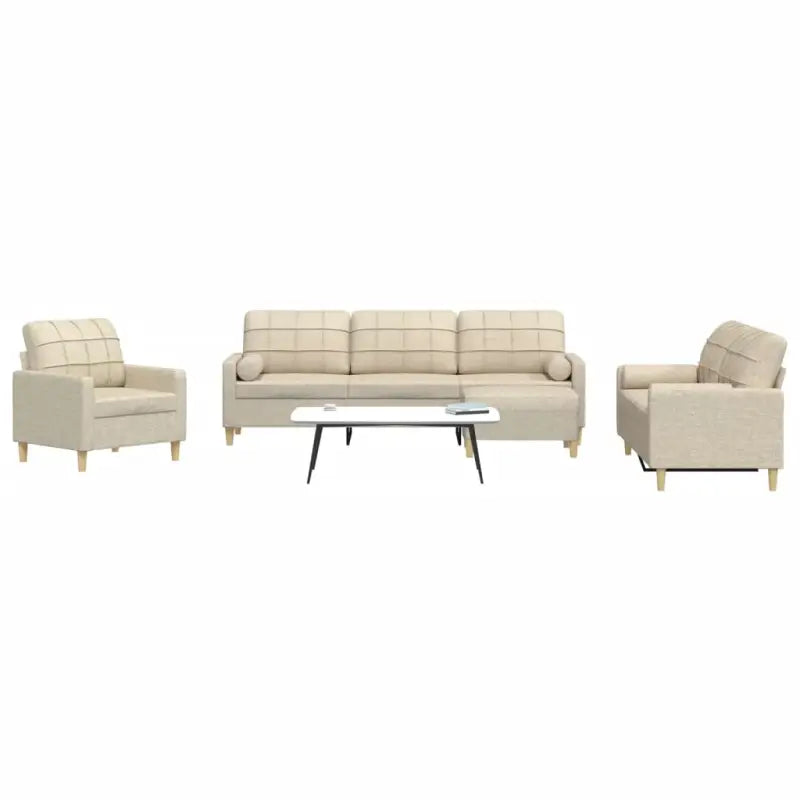 Banken loungeset met opvallende uitstraling en perfecte totale afmetingen - Crème / met kussens en voetenbankje - Banken