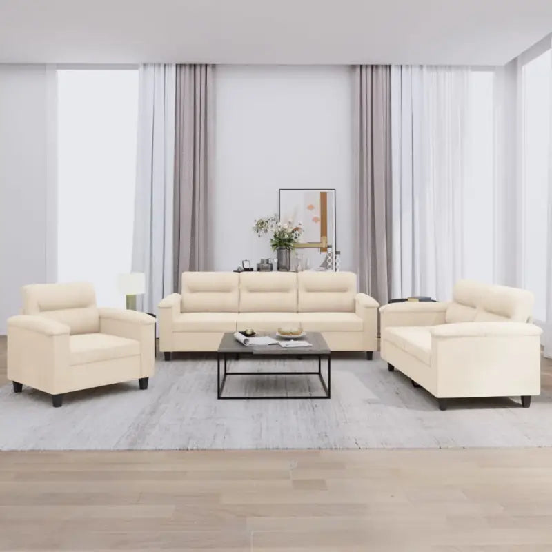 Banken loungeset met uitstekende keuze en comfortabele materiaal vulling - Beige / Zonder voetenbank - Banken
