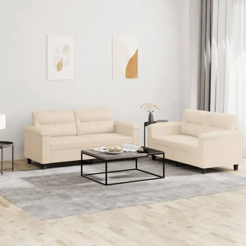 Banken loungeset met uitstekende keuze en comfortabele materiaal vulling - Beige / Zonder voetenbank - Banken