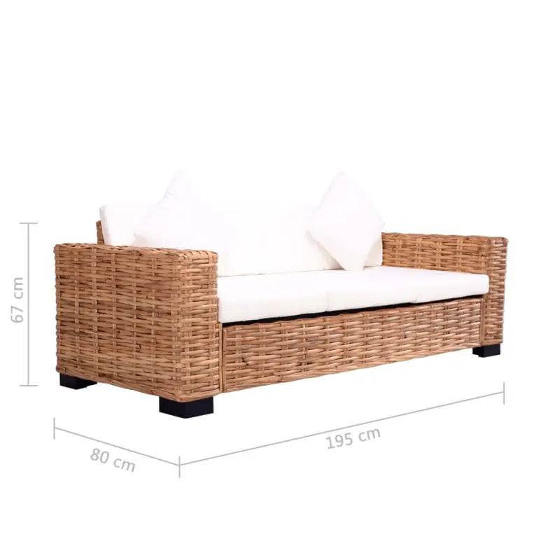 Banken set met natuurlijk rattan levering bevat ruime breedte zitting - 2-zits + 3-zits - Banken