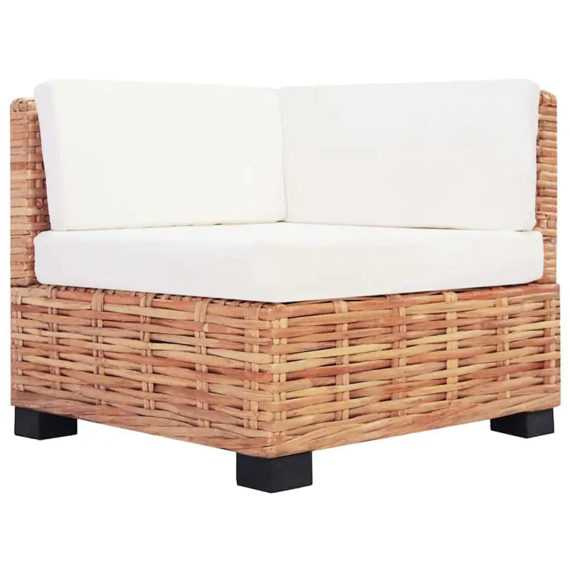 Banken set met natuurlijk rattan voor woonkamer of serre levering bevat - 3x hoek + 3x midden + voetensteun + Tafel