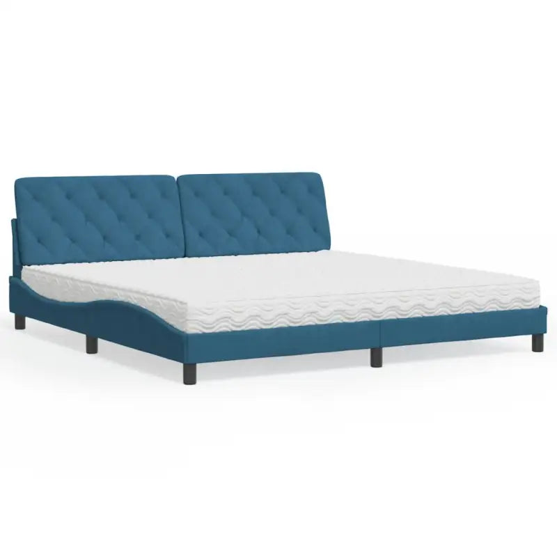 Bed met multiplex lattenbodem en 22d PU-schuim in blauw materiaal - Blauw / 200 x 200 cm - Bedden & bedframes