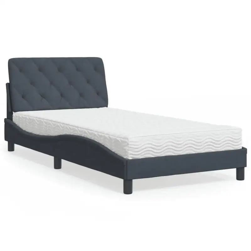 Bed met multiplex lattenbodem en 22d PU-schuim in blauw materiaal - Donkergrijs / 100 x 200 cm - Bedden & bedframes