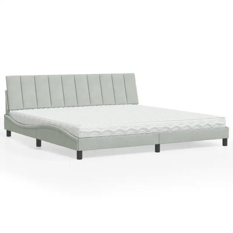 Bed met multiplex lattenbodem en 22d PU-schuim in blauw materiaal - Lichtgrijs / 200 x 200 cm - Bedden & bedframes