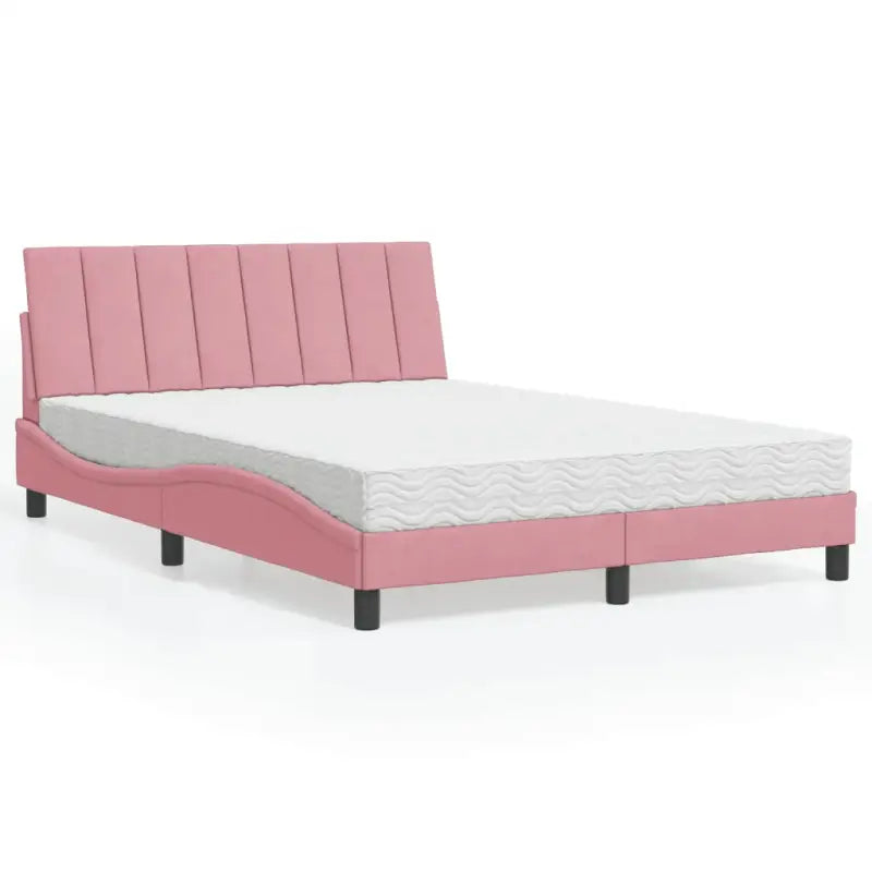 Bed met multiplex lattenbodem en 22d PU-schuim in blauw materiaal - Roze / 140 x 200 cm - Bedden & bedframes