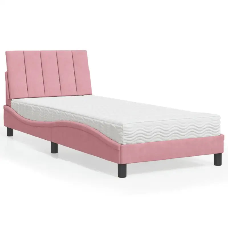 Bed met multiplex lattenbodem en 22d PU-schuim in blauw materiaal - Roze / 80 x 200 cm - Bedden & bedframes