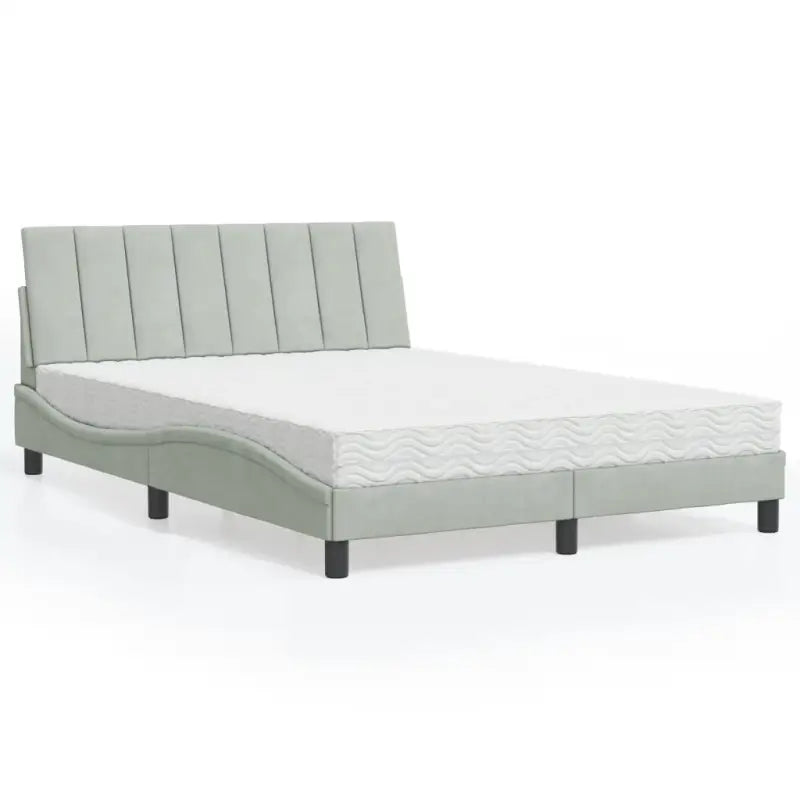 Bed met multiplex lattenbodem en 22d PU-schuim in blauw materiaal - Lichtgrijs / 140 x 200 cm - Bedden & bedframes