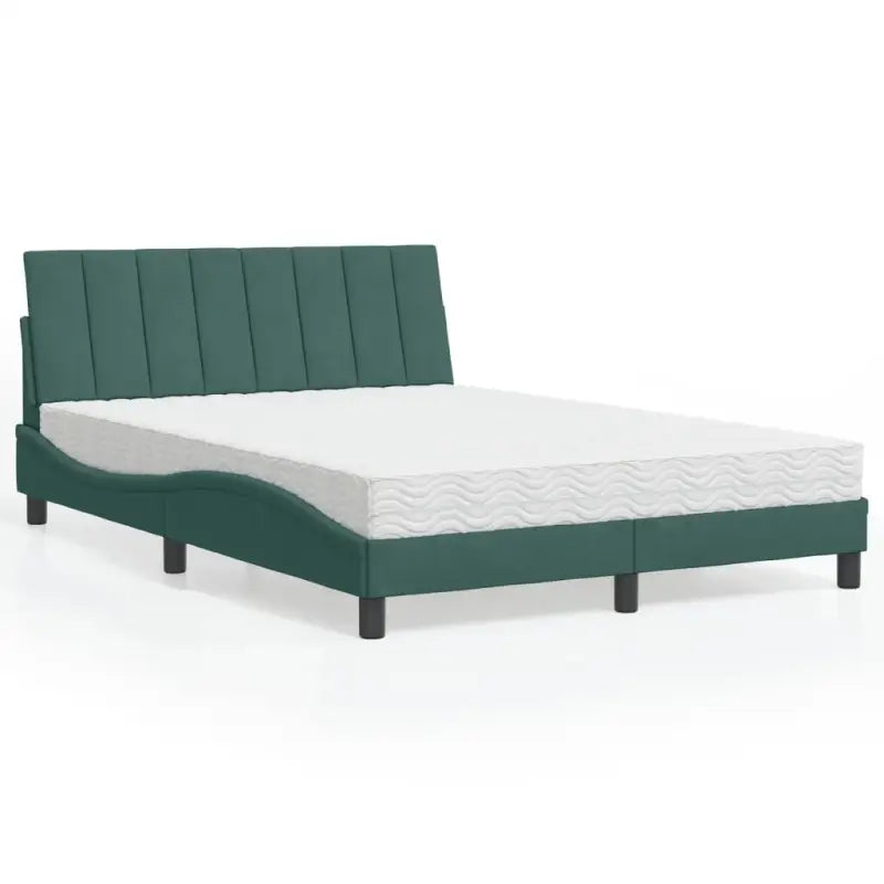Bed met multiplex lattenbodem en 22d PU-schuim in blauw materiaal - Donkergroen / 140 x 200 cm - Bedden & bedframes