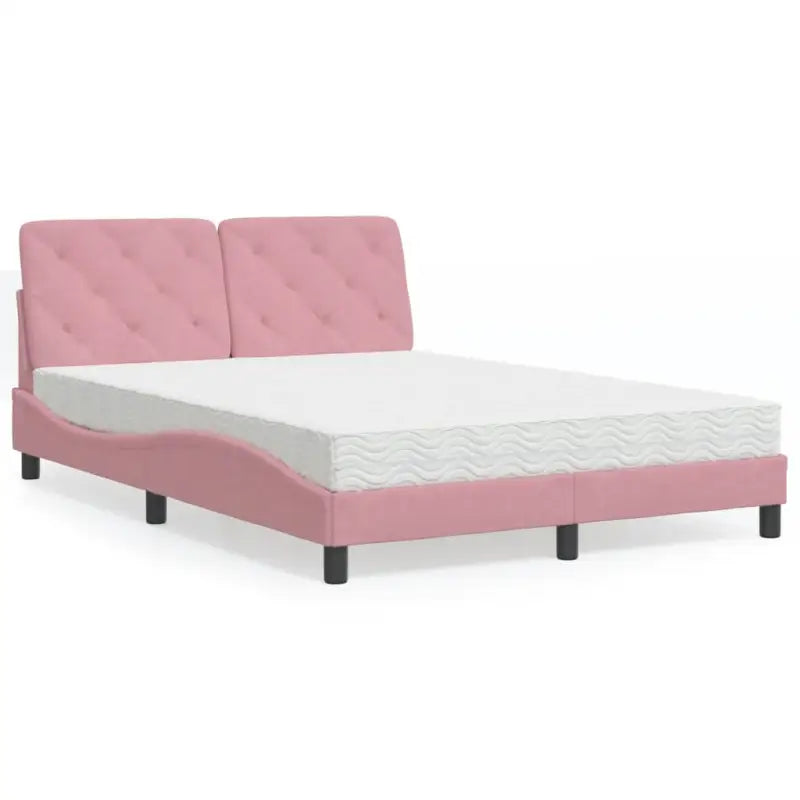 Bed met multiplex lattenbodem en 22d PU-schuim in blauw materiaal - Roze / 120 x 200 cm - Bedden & bedframes