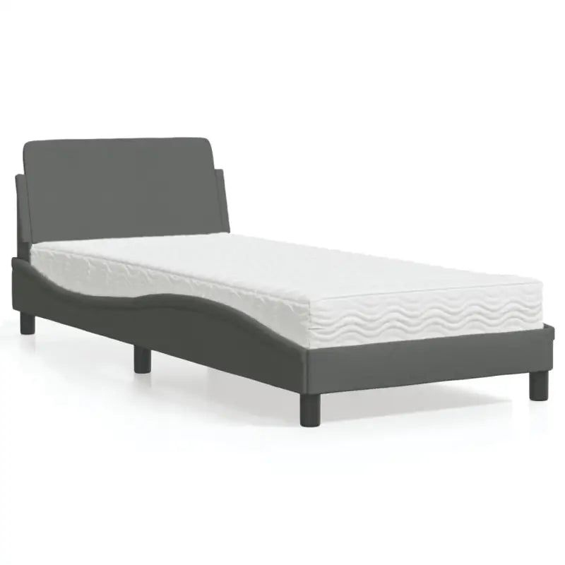 Bed met multiplex lattenbodem en 22D PU-schuim matras voor optimale slaap - Donkergrijs / 90 x 200 cm - Bedden &