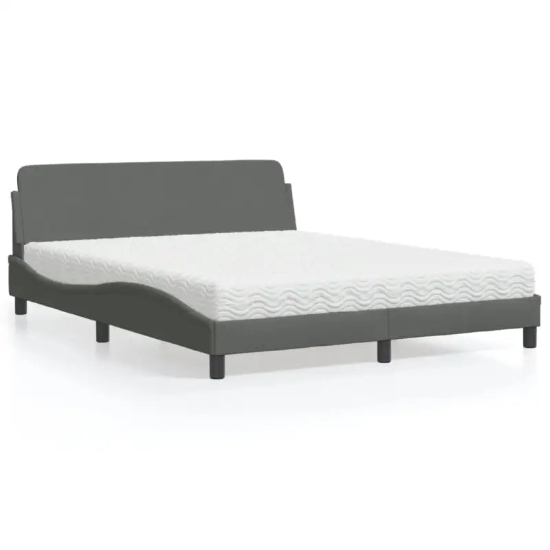Bed met multiplex lattenbodem en 22D PU-schuim matras voor optimale slaap - Donkergrijs / 160 x 200 cm - Bedden &