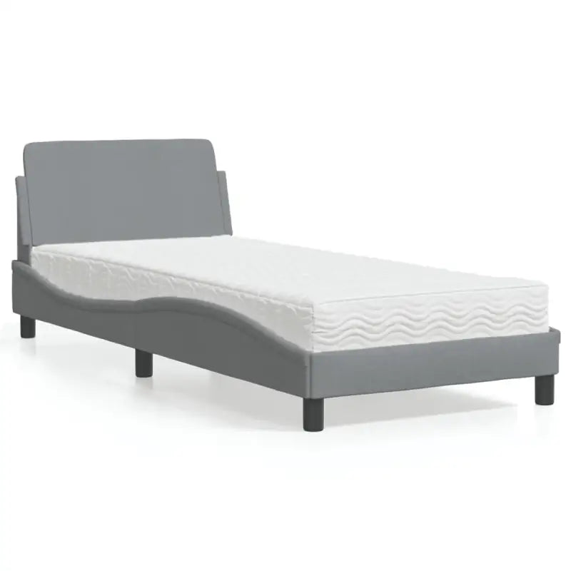 Bed met multiplex lattenbodem en 22D PU-schuim matras voor optimale slaap - Lichtgrijs / 90 x 190 cm - Bedden &