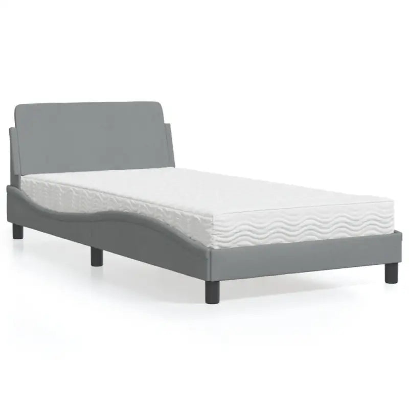 Bed met multiplex lattenbodem en 22D PU-schuim matras voor optimale slaap - Lichtgrijs / 100 x 200 cm - Bedden &