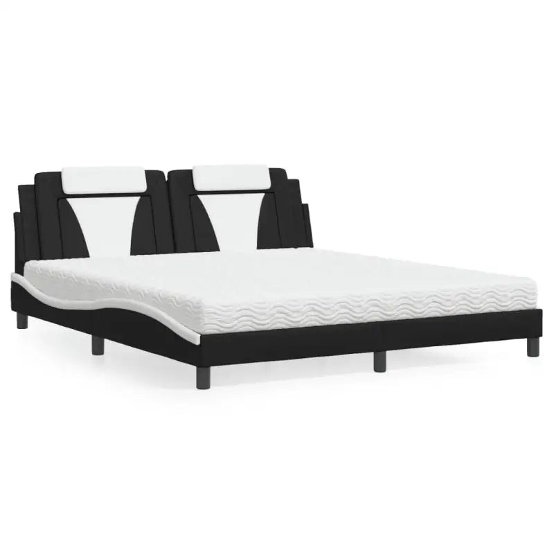 Bed met multiplex lattenbodem en 22d pu-schuim voor optimaal comfort - Zwart en wit / 180 x 200 cm - Bedden & bedframes