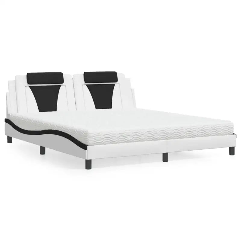 Bed met multiplex lattenbodem en 22d pu-schuim voor optimaal comfort - Wit en zwart / 180 x 200 cm - Bedden & bedframes
