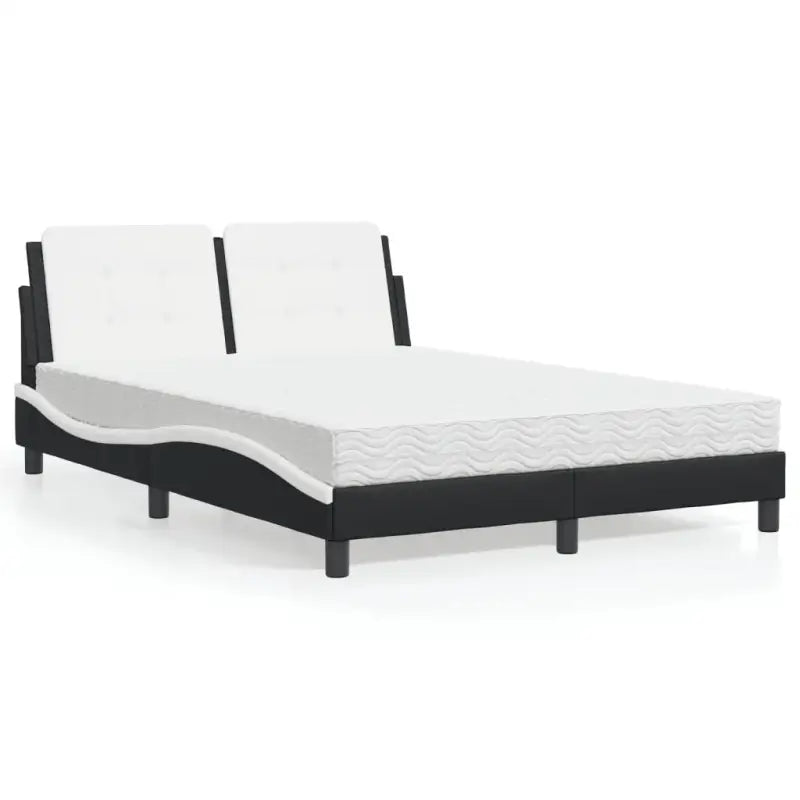 Bed met multiplex lattenbodem en 22d pu-schuim voor optimaal comfort - Zwart en wit / 140 x 200 cm - Bedden & bedframes