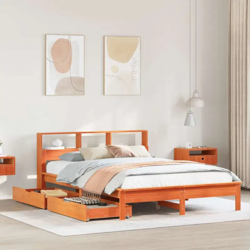 Bedden en bedframes met massief grenenhout voor optimale comfort - Wasbruin / 140 x 190 cm - Bedden & bedframes