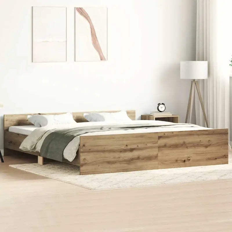 Bedframe in Grijs Sonoma voor een stevige en stabiele nachtrust - artisanaal eikenkleurig / 180 x 200 cm - Bedden &