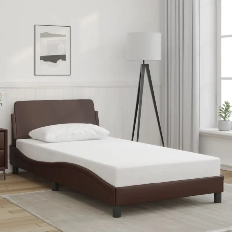 Bedframe met hoofdeinde en multiplex lattenbodem voor een goede nachtrust - Bruin / 100 x 200 cm - Bedden & bedframes