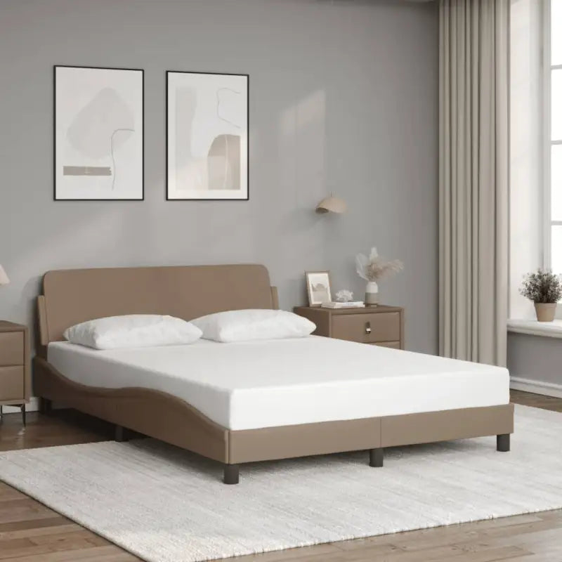 Bedframe met hoofdeinde en multiplex lattenbodem voor een goede nachtrust - Cappuccino / 140 x 190 cm - Bedden &