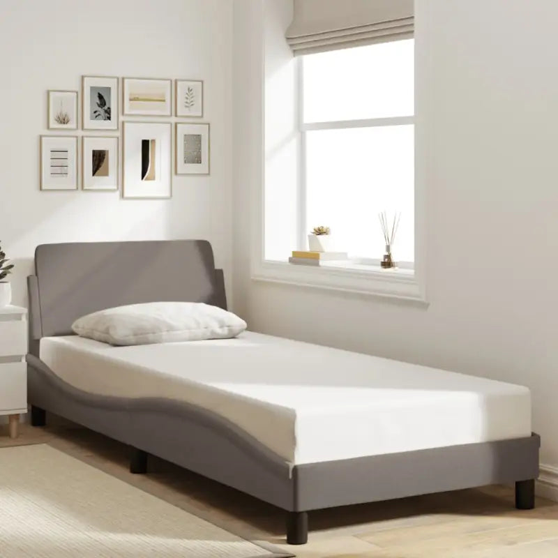 Bedframe met hoofdeinde en multiplex lattenbodem voor goede nachtrust - Taupe / 90 x 200 cm - Bedden & bedframes