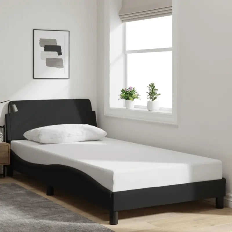 Bedframe met hoofdeinde en multiplex lattenbodem voor goede nachtrust - Zwart / 100 x 200 cm - Bedden & bedframes