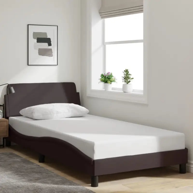 Bedframe met hoofdeinde en multiplex lattenbodem voor goede nachtrust - Donkerbruin / 100 x 200 cm - Bedden & bedframes