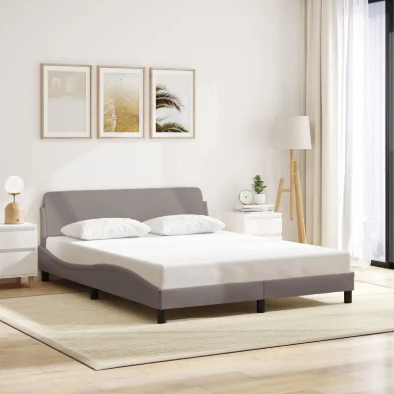 Bedframe met hoofdeinde en multiplex lattenbodem voor goede nachtrust - Taupe / 160 x 200 cm - Bedden & bedframes